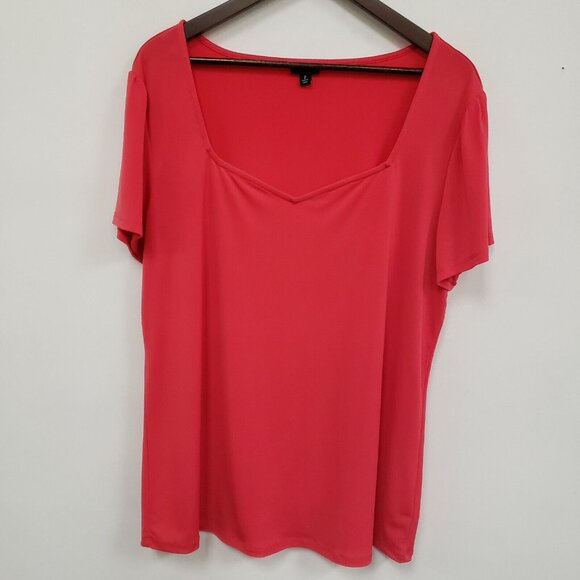 Torrid Womens Sweetheart Neck Top Size 2X Pink Short Sleeve Stretch Romantic - Picture 1 of 9